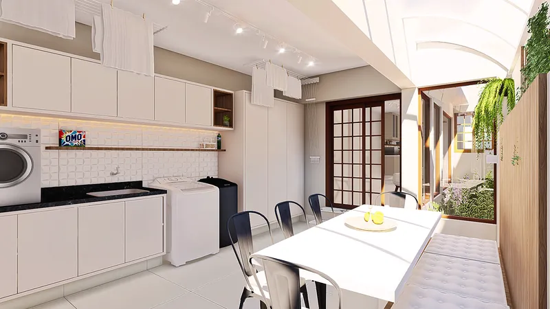 Residencial Astorga — Cozinha aberta para o pátio, com cobogó