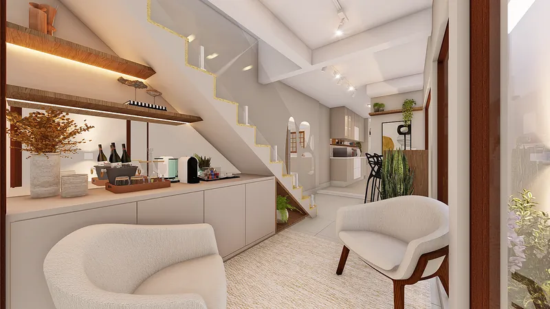 Residencial Astorga — Cozinha integrada ao estar, com pé-direito alto